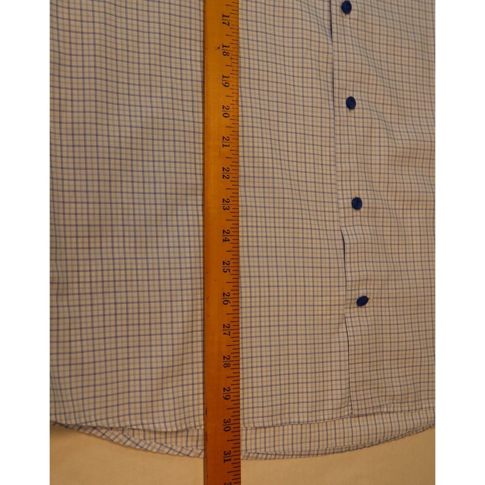 Eton Contemporary Dress Shirt Mens Size Large White/Blue Plaid Button Up - Picture 10 of 11